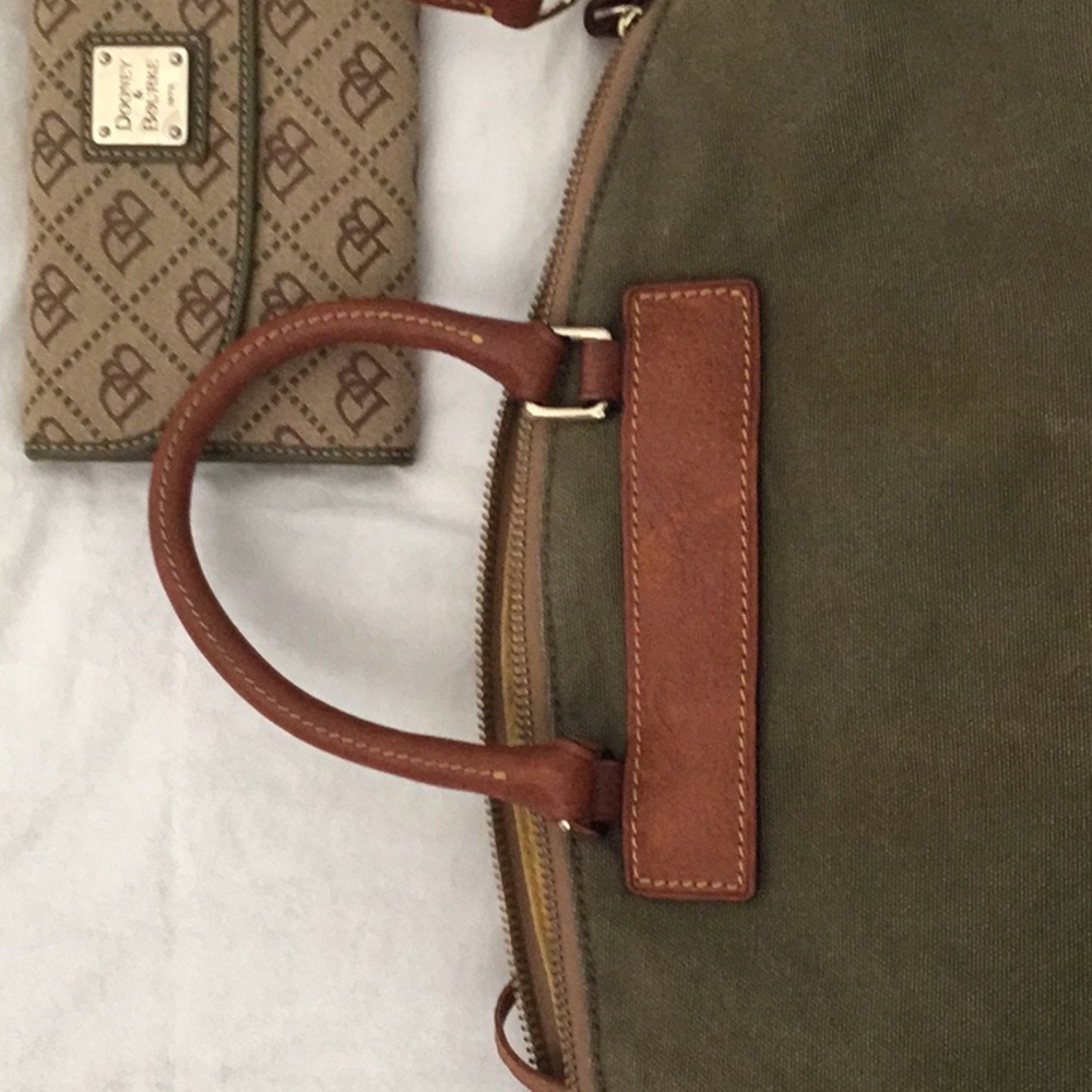 Canvas and leather bag with wallet